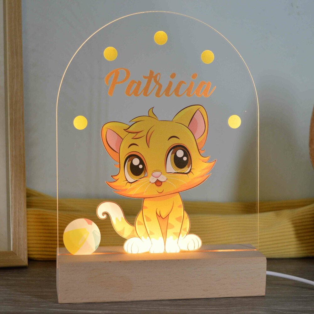 Klein katje | Nachtlampje met eigen naam | Leukkadostore.nl