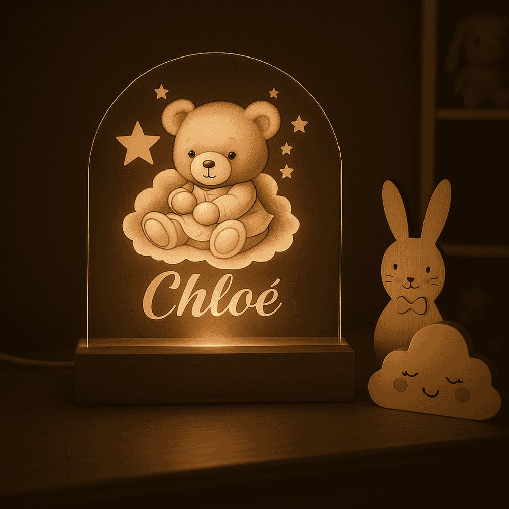 Beertje op wolk | Nachtlampje Meisje nacht