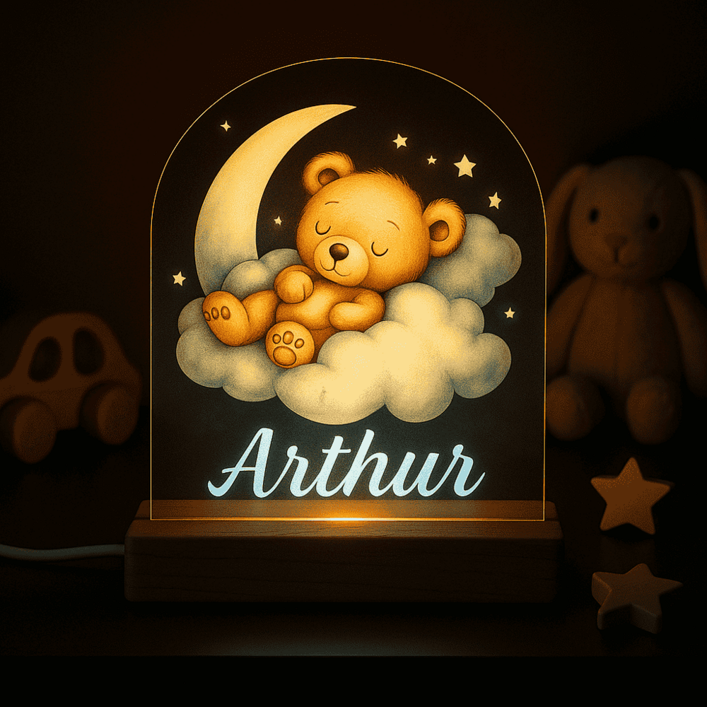 Beertje op Wolk met Maan en Sterren nacht