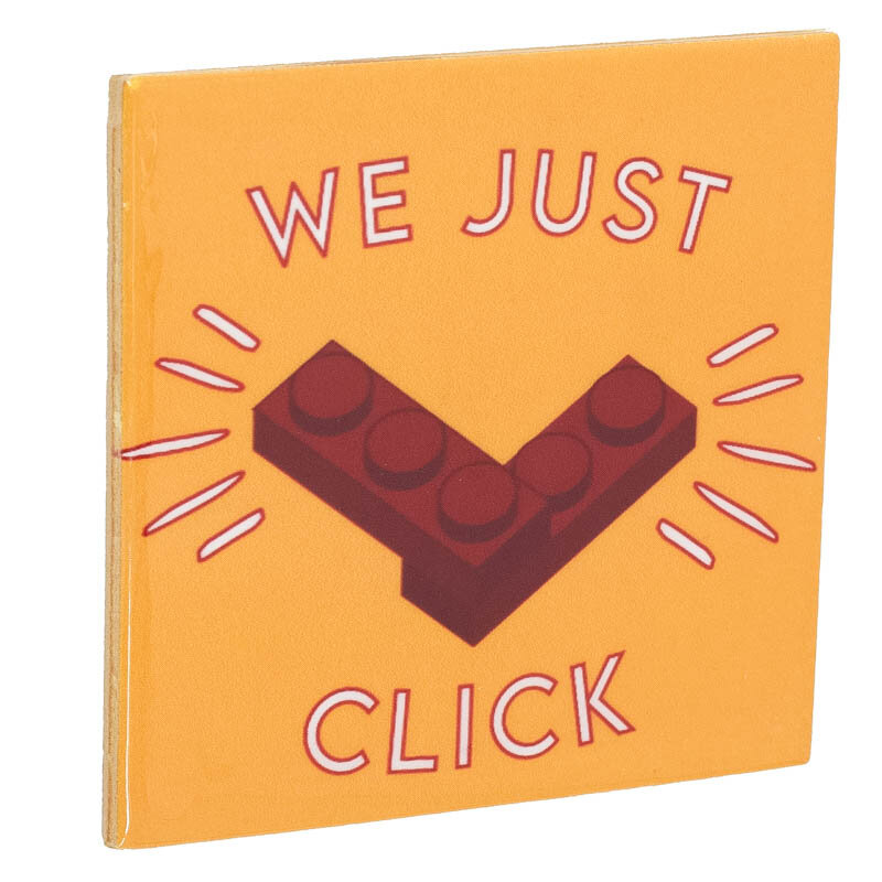 Close-up keramieken tegeltje LEGO We Just Click 10x10 cm