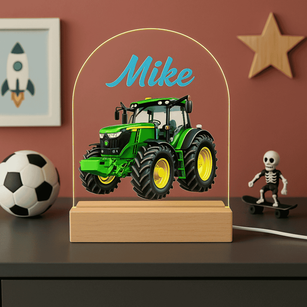 Tractor &ndash; Groen &ndash; Nachtlampje met Naam &ndash; Voor Kinderkamer
