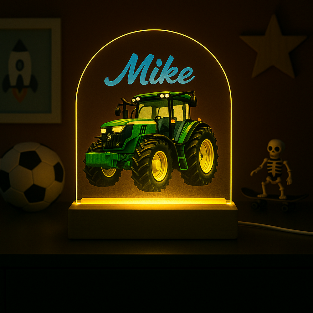 Tractor &ndash; Groen &ndash; Nachtlampje met Naam &ndash; Voor Kinderkamer nacht