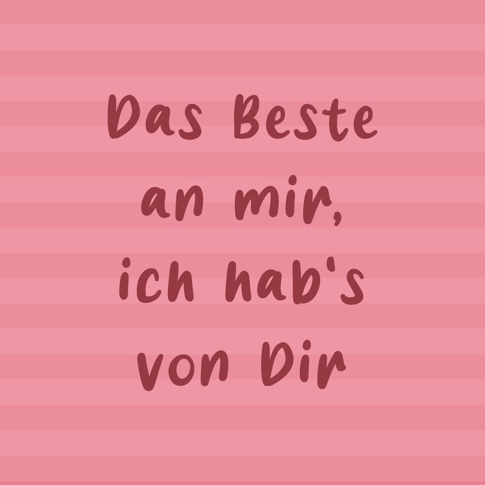 Keramisch tegeltje 10&times;10 cm met tekst &ldquo;Das Beste an mir, ich hab&rsquo;s von Dir&rdquo; op roze achtergrond