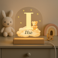 Nachtlampje Initiaal I met Naam &ndash; Beertje op Wolk