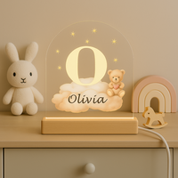 Nachtlampje Initiaal O met Naam &ndash; Beertje op Wolk