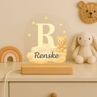Nachtlampje Initiaal R met Naam &ndash; Beertje op Wolk