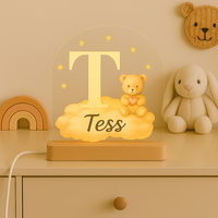 Nachtlampje Initiaal T met Naam &ndash; Beertje op Wolk