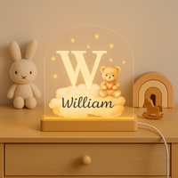 Nachtlampje met Naam en Initiaal W &ndash; Beertje op Wolk | Leukcadeaushop.nl