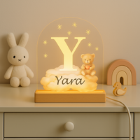 Nachtlampje met Naam en Initiaal Y &ndash; Beertje op Wolk | Leukcadeaushop.nl