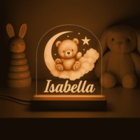Nachtlampje Beertje op Wolk met Maan en Sterren (Meisje) nacht