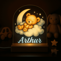 Beertje op Wolk met Maan en Sterren nacht