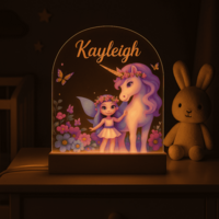 Eenhoorn met Elfje &ndash; Nachtlampje met Naam &ndash; Unicorn Cadeau nacht