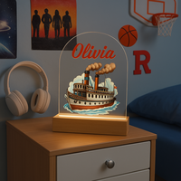 Stoomboot | Nachtlampje met eigen Naam | Gepersonaliseerd voor Jongens of Meisjes