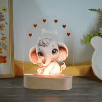 Schattige Olifant | Nachtlampje met naam | kraam cadeau | Met naam baby
