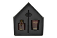 Cadeauset Countryfield Elegance rood met geurstokjes en geurkaars in huisvorm doos