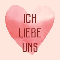 Keramisch tegeltje 10&times;10 cm met tekst &ldquo;Ich liebe uns&rdquo; en roze hart