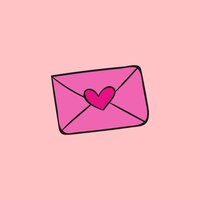 Keramisch tegeltje 10&times;10 cm met illustratie van roze envelop en hart