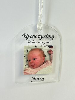 Autospiegel hanger met eigen Foto en Tekst