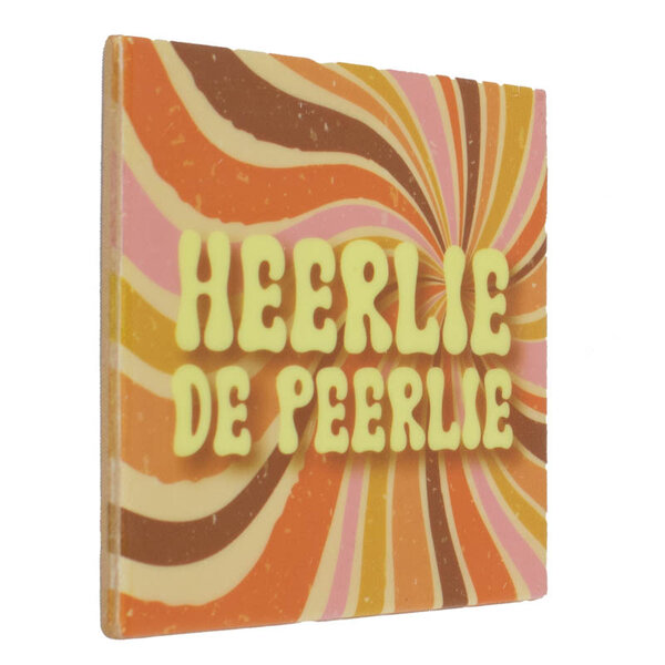 Retro keramieken tegeltje Heerlie de Peerlie 10x10 cm met kleurrijk design