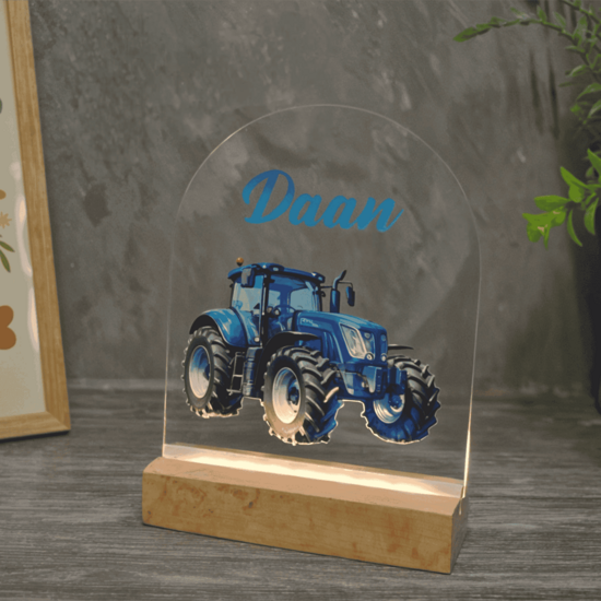 Nachtlampje Tractor | Blauw | Stoer en gepersonaliseerd met naam