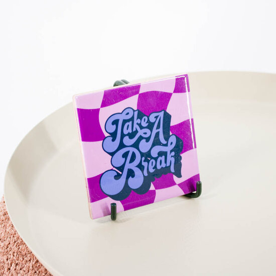 keramieken tegeltje take a break retro 10x10 cm