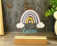 Nachtlampje met naam Regenboog met wolken