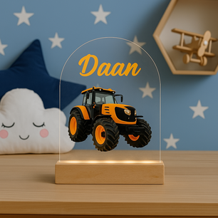 Tractor | Oranje | Nachtlampje met eigen Naam | Uniek Cadeau – Veilig & Handgemaakt Tractor | Oranje | Nachtlampje met eigen Naam | Uniek Cadeau – Veilig & Handgemaakt