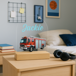 Brandweerwagen Klassiek – Nachtlampje met Naam – Kinderkamer Cadeau Brandweerwagen Klassiek – Nachtlampje met Naam – Kinderkamer Cadeau