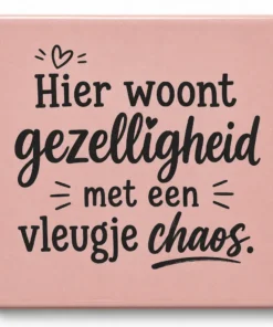 Tegeltje met tekst hier woont gezelligheid met een vleugje chaos