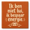 Tegeltje met tekst ik ben niet lui ik bespaar energie